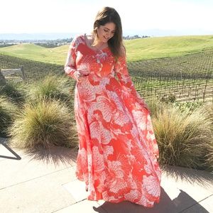 FREE PEOPLE Floral Print Long Sleeve Maxi Dress